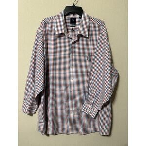 US Polo Assn. Shirt Mens BIG 3XL 19-19 1/2 Red White Blue Button Up Long Sleeve